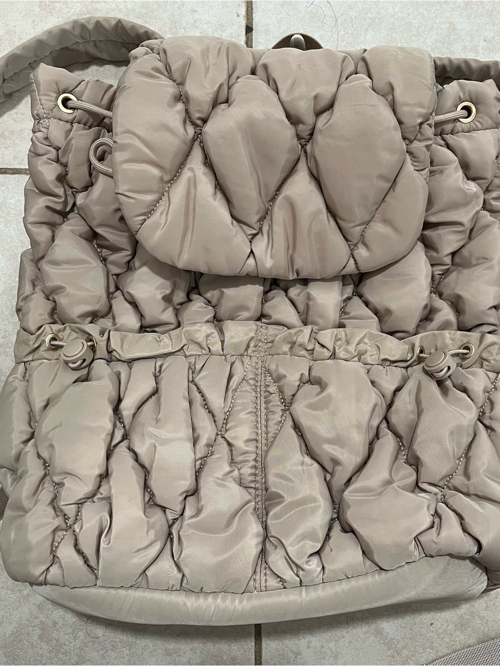 Claire's Taupe Quilted Puffer Backpack